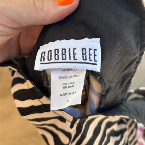 Vintage Robbie Bee Zebra Print Mini Dress Made In USA Size 6 - Picture 3 of 5